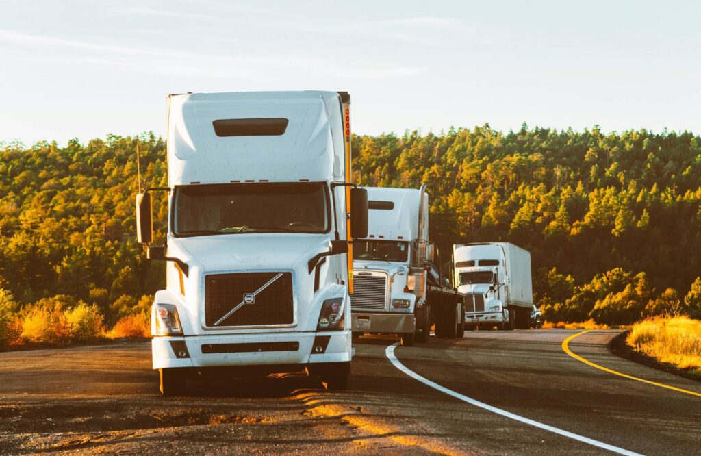 trucking lining on the side of the road
