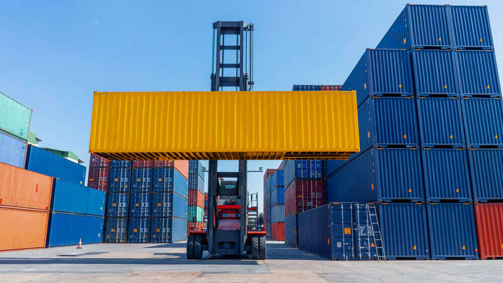 forklift carrying container