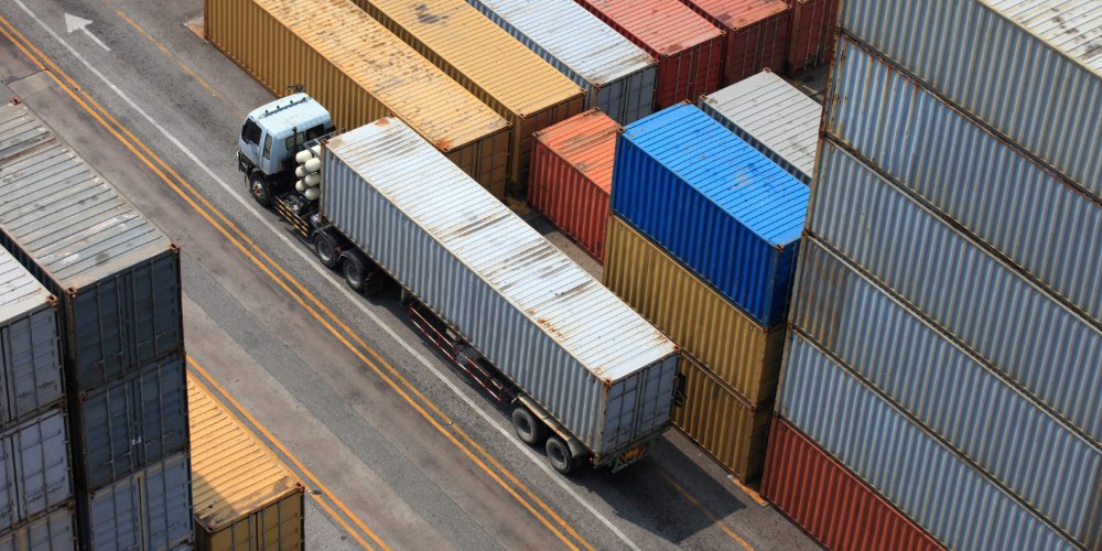 truck hauling a container
