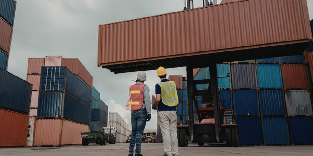 Two logistics workers